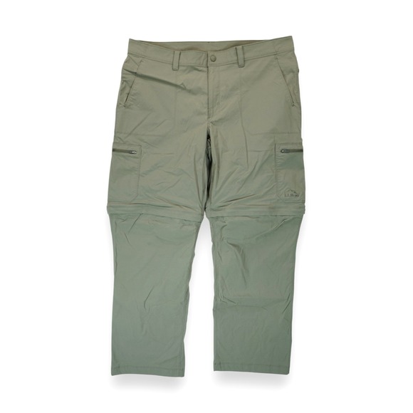 L.L. Bean Men's Pants Army Green Nylon Cargo Hiking Convertible Size 40W x 30 IN - Picture 1 of 6